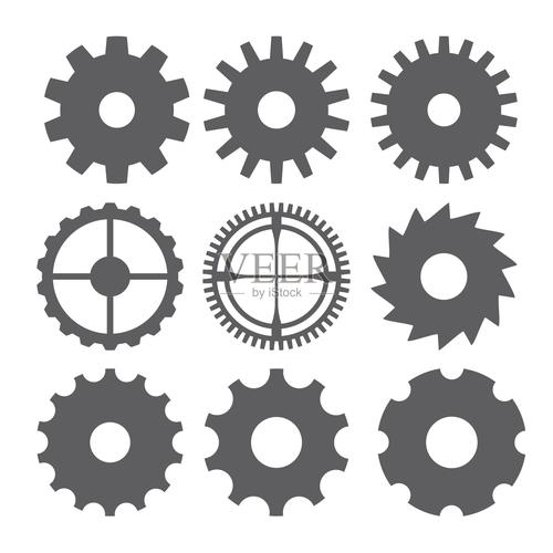 插图矢量工厂机件符号设备用品制造机器标志车轮发动机齿轮设计元素